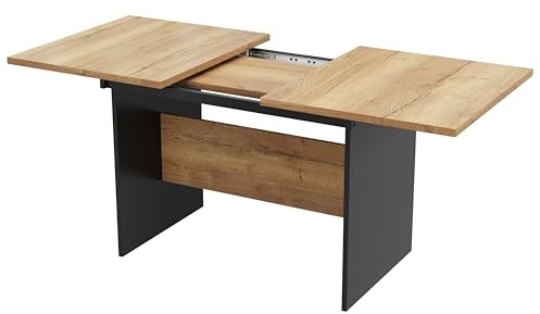 DRIXNO Erweiterbarer Esstisch 140/180 * 80cm, Geeignet für 4-6 Personen, Holzmaserung Rechteckiger, Natürlicher, Minimalistischen Stil