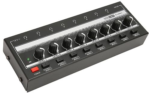 Yctze Professioneller 8-Kanal-Stereo-Kopfhörerverstärker für Studio und Bühnenverwendung mit Einem Knopfschalter (EU-Stecker)