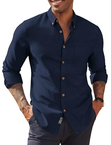 PJ PAUL JONES Oxford Shirts for Men Adult Dress Shirts Long Sleeve | Collar Tip Buttons | 50% Cotton | a Breast Pocket | Classic