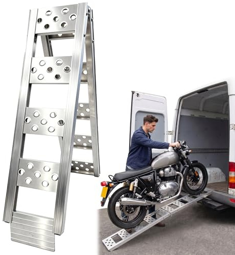 LIEKUMM 1 rampa di carico pieghevole da 180 cm, portata 200 kg, rampa di carico per rimorchi, in alluminio, leggera, per moto, e-bike, bici da dirt, bicicletta