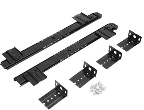 Support de rail coulissant pour clavier de bureau d'ordinateur en acier laminé à froid épais, boule solide pour un fonctionnement fluide et silencieux, blanc et noir (Noir)