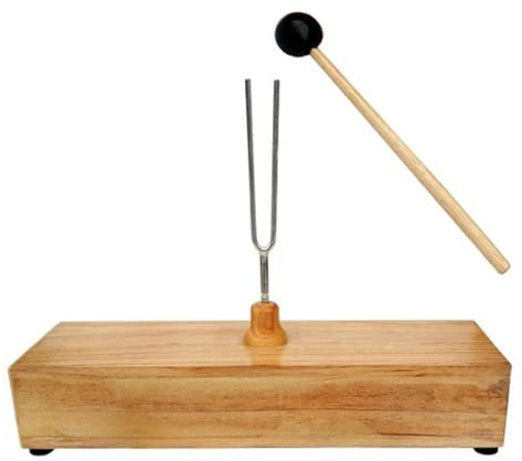 256hz Metallstimmgabeln 1 Satz mit Holzsockel und Hammer | Physikalische Akustikexperimente, Klare Klangfarbe, Holz und Metall, 1 Satz Inklusive Zubehör