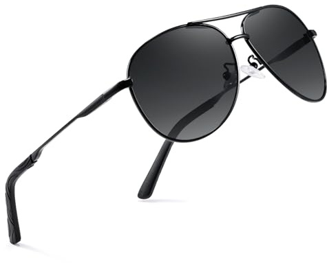 Sonnenbrille Herren Damen Polarisiert Vintage Schwarz Pilotenbrille Unisex