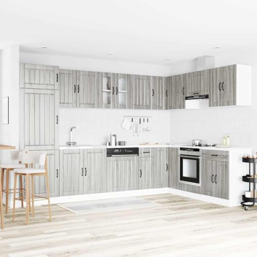 Frdhee Hochschrank Küchenmöbel Wandschränke,Küchenschrank mit Tür 2 pcs Hellgrau 80 x 46 x 81.5 cm,Küchenmöbel Geeignet Für Einbauküche,Modernes Design