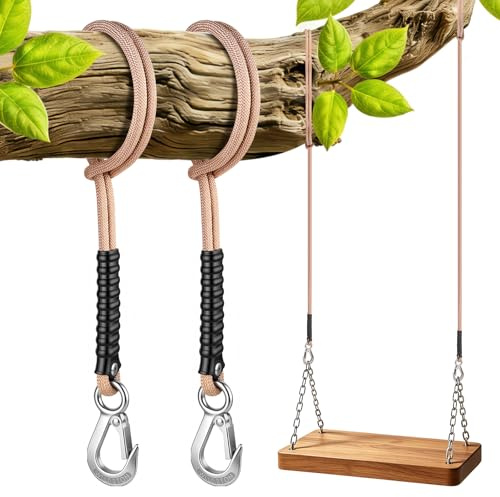 Schaukel Befestigung Seil 60cm,2er Hängematte Aufhängung Seil,Baum Hängesessel Balkenbefestigung mit Edelstahl Haken für Indoor Outdoor Baumschaukel Hängematte Hängesessel Nestschaukel Yoga, Natural