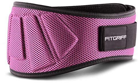 FITGRIFF® Gewichthebergürtel V1 - Fitness-Gürtel für Bodybuilding, Krafttraining, Gewichtheben - Trainingsgürtel für Damen und Herren (Pink, 74cm - 81cm Bauchumfang (Small))