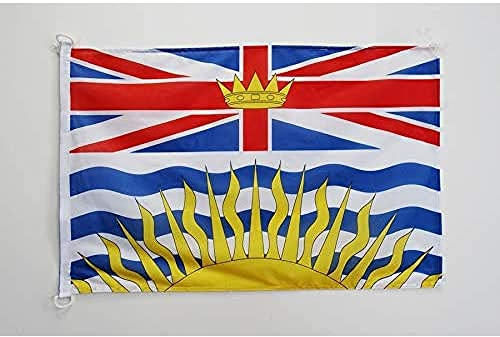 AZ FLAG - Drapeau Colombie-Britannique Spécial Extérieur - 90x60 cm - Pavillon Nautique Canadien - Canada En Maille Bloquée Avec Anneaux Plastiques Intégrés - 80g