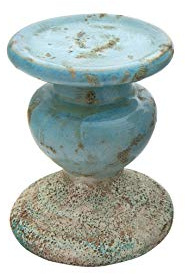 Creative Co-Op Small Distressed Blue Terracotta Pillar Candle Holder