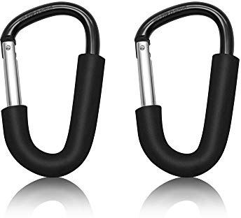 BeiLan 2pcs Kinderwagan Haken, Buggy Karabinerhaken Mummy Clip Pram Buggy Einkaufstasche Halter,14 * 8cm(5.5'*3.1)