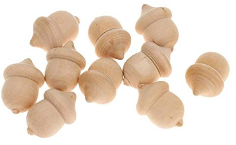 POFET 10 Stück hölzerne Eicheln DIY handbemalte Bastelpuppen unvollendete handgemachte Dekor - Eichel