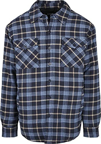 Urban Classics Urban Classics Herren Geruite gewatteerde Shirt jas Hemd, Lightblue/Darkblue, L EU