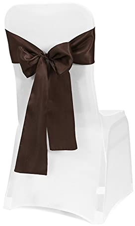 JSSEVN 10 Stück Stuhlhussen Hochzeit für Schleifen Schärpen Satin mit Schleifen für Events und Party Dekoration