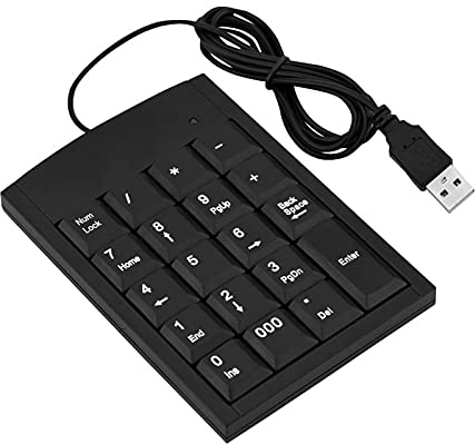 BOLORAMO 19 Tasten Ziffernblock Nummernblock Mini Numeric Keypad, Tragbare Numerische USB-Tastatur mit Kabel-Touch-Tasten-Design für alle Arten von Laptops Desktop-Computern