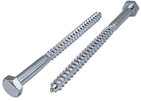 Marcopol (20 Stück) DIN 571 Verzinkter Stahl Sechskant Holzschrauben M10 x 180 mm, Sechskantschraube, Schlüsselbolzen, Sechskant, Schienenschrauben (20, mm), silber
