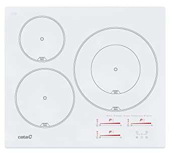 Cata Placa de Inducción INSB 6030 WH 3 Zonas Cocción 9 Niveles de Potencia + Booster Conectividad Regulación Continua Bisel Frontal Funciones Gran Potencia 7,1 kW Ancho 60 cm Color Blanco