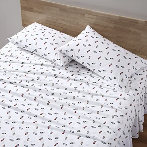 Eddie Bauer - Queen Sheets, Cotton Percale Bedding Set, Crisp & Cool Home Decor (Explore Lantern White, Queen)