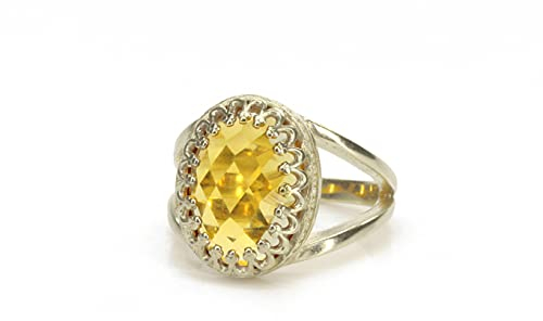 Fabelhafter Silberner Citrine-Ring von Anemone Jewelry - Ovales Citrine in 925 Sterling Silber - Handwerklicher Citrine-Schmuck für Frauen - Handgefertigter November Geburtssteinring