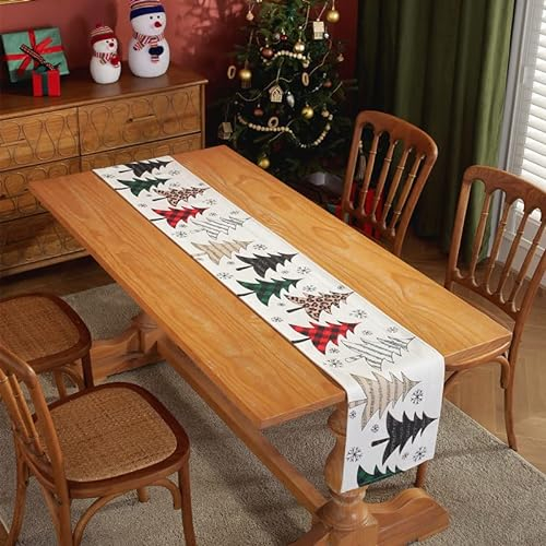 Weihnachten Tischläufer Weihnachtstischdecke, Weihnachtstischläufer Weihnachten Tischdecke Dekoration, Waschbar Modern Winter Küche Esstisch Dekoration Für Feier, Esszimmer Party Urlaub Dekoration