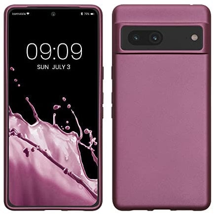 kwmobile Case Compatible with Google Pixel 7 Case - Soft Slim Metallic TPU Silicone Cover - Metallic Lavender