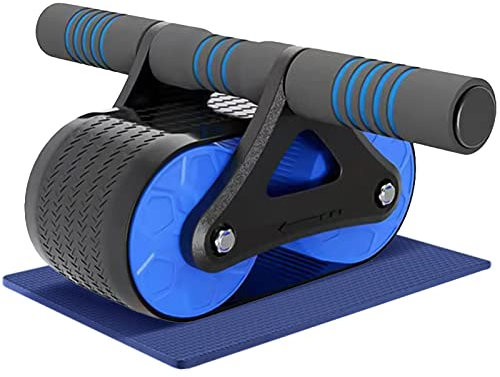 LAPONO Bauchtrainer Automatisches Rebound Abdominal Wheel,Bauchmuskeltrainer Bauchroller Stabilen Ab Roller Doppelrädern mit Kniematte für Männer und Frauen Zuhause Bauchmuskeltraining (Blau)
