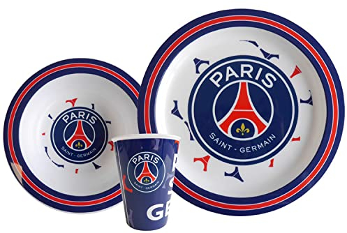 Paris Saint-Germain Set Repas PSG - Micro-Ondes - Verre Assiette Bol - Collection Officielle