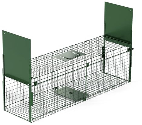 Qianruida Piège Vivant Réutilisable 100X28X28cm Piège d'animaux Cage avec 2 entrées pour Martres,Chats,Renards,Raton Laveur