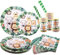Aitsite Juego de 100 platos de papel reutilizables para fiestas de animales del bosque, para 20 invitados, vajilla de papel reutilizable con platos de papel, vasos, servilletas