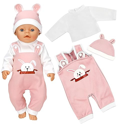 JurciCat Kleidung Bekleidung Outfits für Babypuppen Puppenkleidung Puppenzubehör mit Hut Langarm Hose Puppe Zubehör für Baby Puppen 35-43 cm Geschenk für Kinder Mädchen Jungen(Puppen Nicht enthalten)