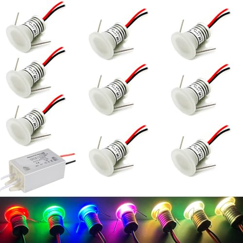 kpslucerna 1W LED Mini Einbaustrahler, Aluminium 9PCS 12V 1W vertieftes Deckenlicht für Küche, Treppe, Schrank, Flur, DIY Beleuchtung Rot und Blau Weiße Schaukasten-Lichtkabinett Downlight (Rot)