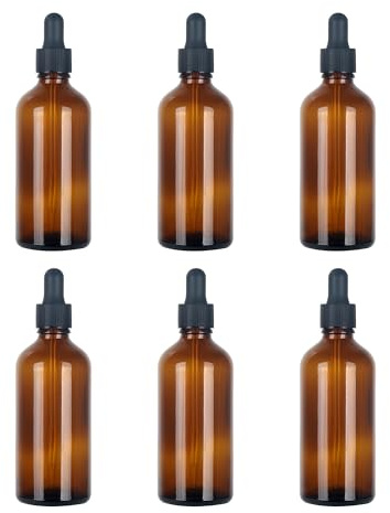 Magic Season Essential Oil Bottles - Amber / 100ml with Droppers / 6 Pcs