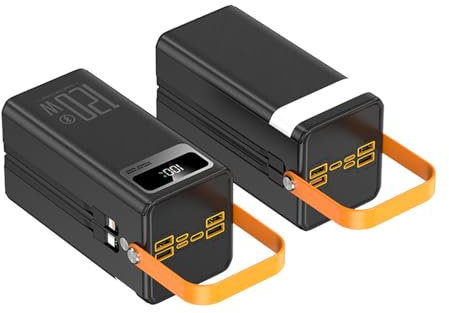 WSGDSG 22.5W Fast Charging 80000mAh Power Bank Portable Charger USB C Powerbank with 7 Output& 3 Input External Battery Pack for Mobile Phone(Size:Black,Color:60000Mah)