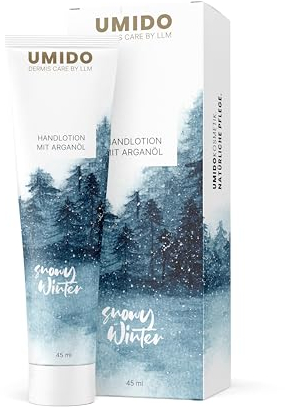 1x UMIDO Hand-Lotion Arganöl Winter, Handcreme bei trockener Haut, Feuchtigkeitspflege ohne zu fetten, Lotion sofort einziehend, Pflege-Creme für zarte Hände, für eine tägliche Hautpflege.