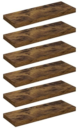 WOLTU Schweberegal Wandregal freischwebend Regal Wandboard Bücherregal Holz Board für Bücher, Bilder, Deko 100x23x3.8cm Vintagebraun RG9317hov-6