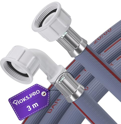 Viоks.pro Zulaufschlauch Waschmaschine 3,0m 25°C 3/4 Gerade/Winkel - Zulaufschlauch Spülmaschine & Wasserschlauch Waschmaschine/Zulaufschlаuch Geschirrspüler Anschluss