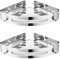 Corner Adhesive Shower Caddy 2-Pack No Drilling shower shelf SUS304 Stainless Steel Bathroom Shower Organizer with 4 Movable Hooks Shampoo Holder Wall Mounted Kitchen Rack Only for 90-Degree Corner