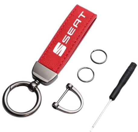 Nengwin Seat Leder Schlüsselanhänger Auto Schlüssel Aufhängung Verzierung Schmuck Business Geschenk für Männer (Rot)