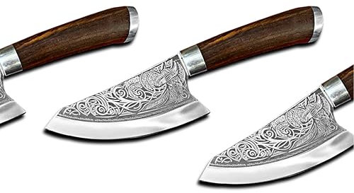 Novahaven Ragnar Viking Chef’s Knife – AI-Designed, Premium Laser-Engraved Stainless Steel, Multi-Purpose for Chopping, Boning, and Slicing (Lagertha)
