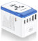 SAUNORCH Universal Travel Adapter, PD 35W 7 In 1 International Power Plug Adapter with 7.0A 4 USB-C and 2 USB-A Fast Wall Charger, Worldwide AC Outlet for US Europe UK AUS Asia (White+Blue)