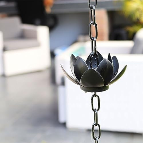 Lotus Regenkette, Metall Regenketten für Dachrinnen, Verstellbare Regenfängerkette für Traufenablauf, für Traufenentwässerung