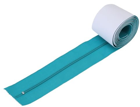 NOENNULL 2 PCS Heavy Duty Dust Barrier Zipper,Double Sided Self Adhesive Zipper for Greenhouse Plastic Sheeting, Dust Proof Door Cover (Green)