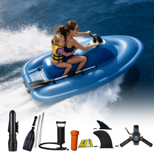 Faltbarer, elektrischer, aufblasbarer Jet-Ski-Motorboot, 500 W/700 W, tragbarer Propeller-Wasser-Scooter, 150 kg Laufzeit, Handwerk für Tauchen im Meer (Motorboot + 700 W 16 A Thruster)