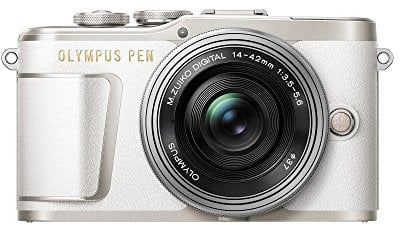Olympus PEN E-PL9 16 MP Compact System Camera with Electric Zoom, 4K Movies, 3-Inch Display, Wi-Fi and 14 - 42 mm Pancake Lens - White/Silver