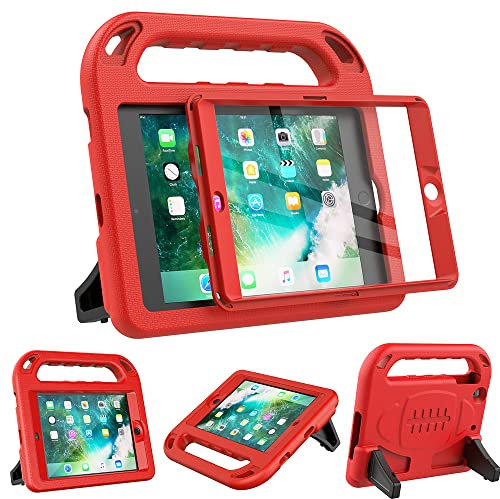 Surom Kids Case for iPad Mini 1/ Mini 2/ Mini 3 7.9 Inch- Light Weight Shock Proof Handle Stand Cover with Built-in Screen Protector - Red