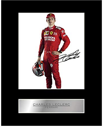 Charles Leclerc, signiertes Foto mit Passepartout, Ferrari F1, signierter Geschenkbilddruck