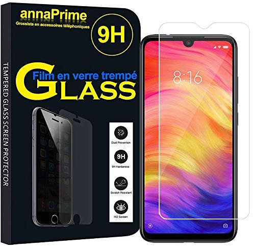 annaPrime® 1 Film Vitre Verre Trempé de Protection d'écran pour Xiaomi Redmi Note 7/ Redmi Note 7 Pro 6.3 - Transparent