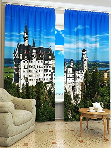 Lemare Deko-Vorhänge Digitaldruck | Reisen | Bayern | Dicker Vorhang Blickdicht | 2 STK. 145x260 cm