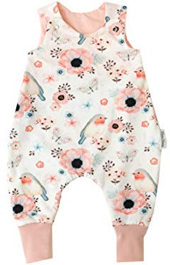 Kleine Könige Baby Strampler Mädchen Baby Body · Modell Vogel Blumen Birds weiß, altrosa · Ökotex 100 zertifiziert · Größen 86/92
