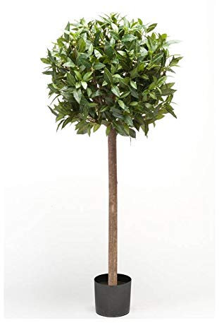artplants.de Kunstbaum Lorbeer Kugel DRODY, Echtstamm, Früchte, 120cm - Deko Lorbeerbaum - Kunststoff Lorbeer