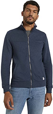 TOM TAILOR Felpa con Collo Alto, Uomo, Blu (Sky Captain Blue White Melange 19024), L