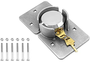 QWORK® Rundes Vorhängeschloss ohne Bügel , Stahl Puck Schloss mit 2 Schlüsseln für LKW, Tore, Vans und Automaten
